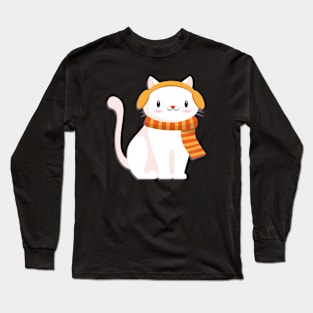 Cat loves wear scarf Long Sleeve T-Shirt